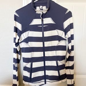 Navy and White Striped Women's Jacket